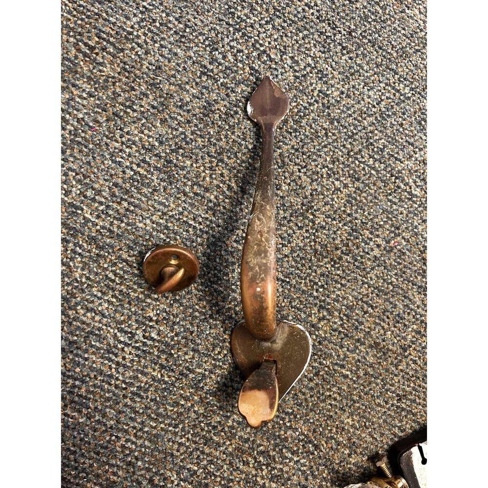 Antique 1950's Brass Door Handle Pull w/ thumb latch with lock Heavy duty 1.5 lb